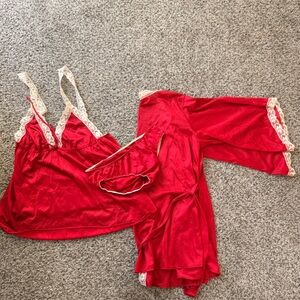 Elegant Red Vintage Women's Intimate Set